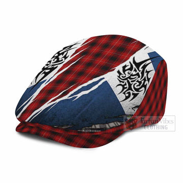 MacIver (McIver) Tartan Flat Cap, Jeff Cap Scotland Flag Ripped Tribal Design