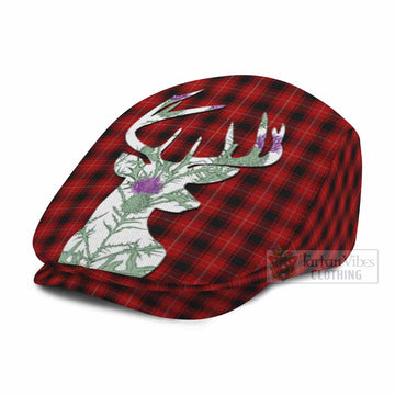 MacIver (McIver) Tartan Flat Cap, Jeff Cap Scottish Stag Thistle Floral Art
