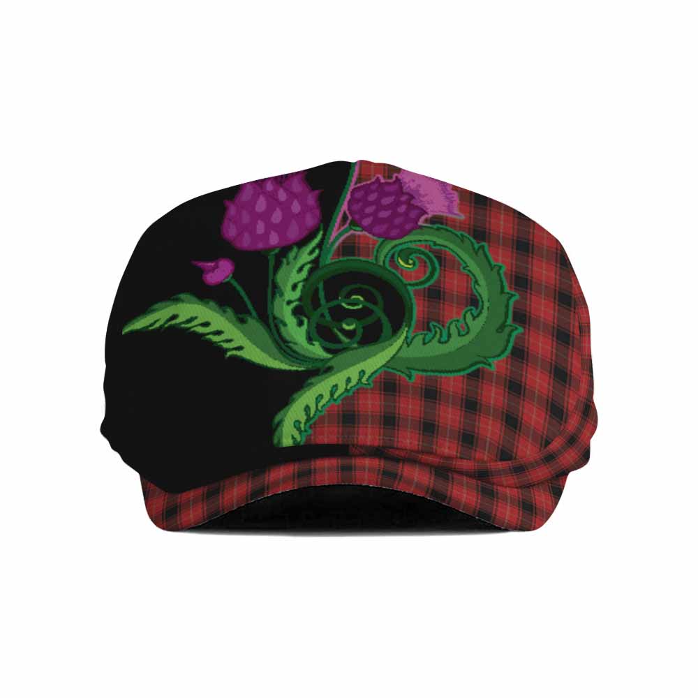 MacIver (McIver) Tartan Flat Cap, Jeff Cap Traditional Scottish Thistle