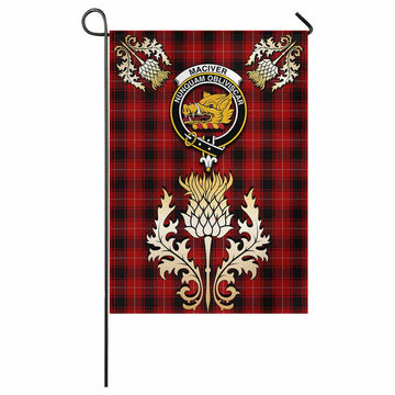 MacIver (McIver) Tartan Garden Flag with Golden Regal Scottish Thistle Emblem - Tartan Vibes Clothing