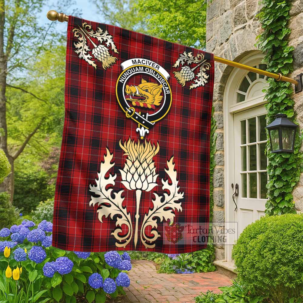 MacIver (McIver) Tartan Garden Flag with Golden Regal Scottish Thistle Emblem - Tartan Vibes Clothing