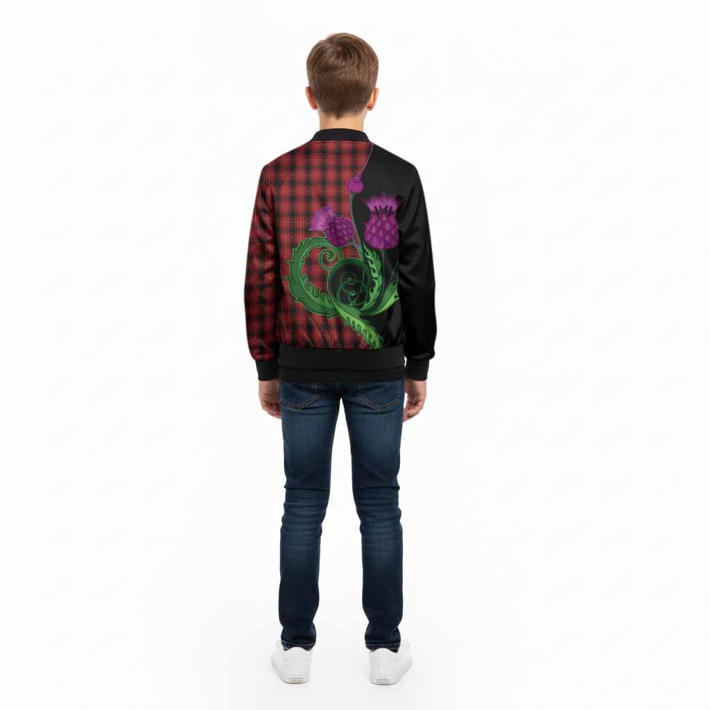 MacIver (McIver) Tartan Kid Bomber Jacket Traditional Scottish Thistle