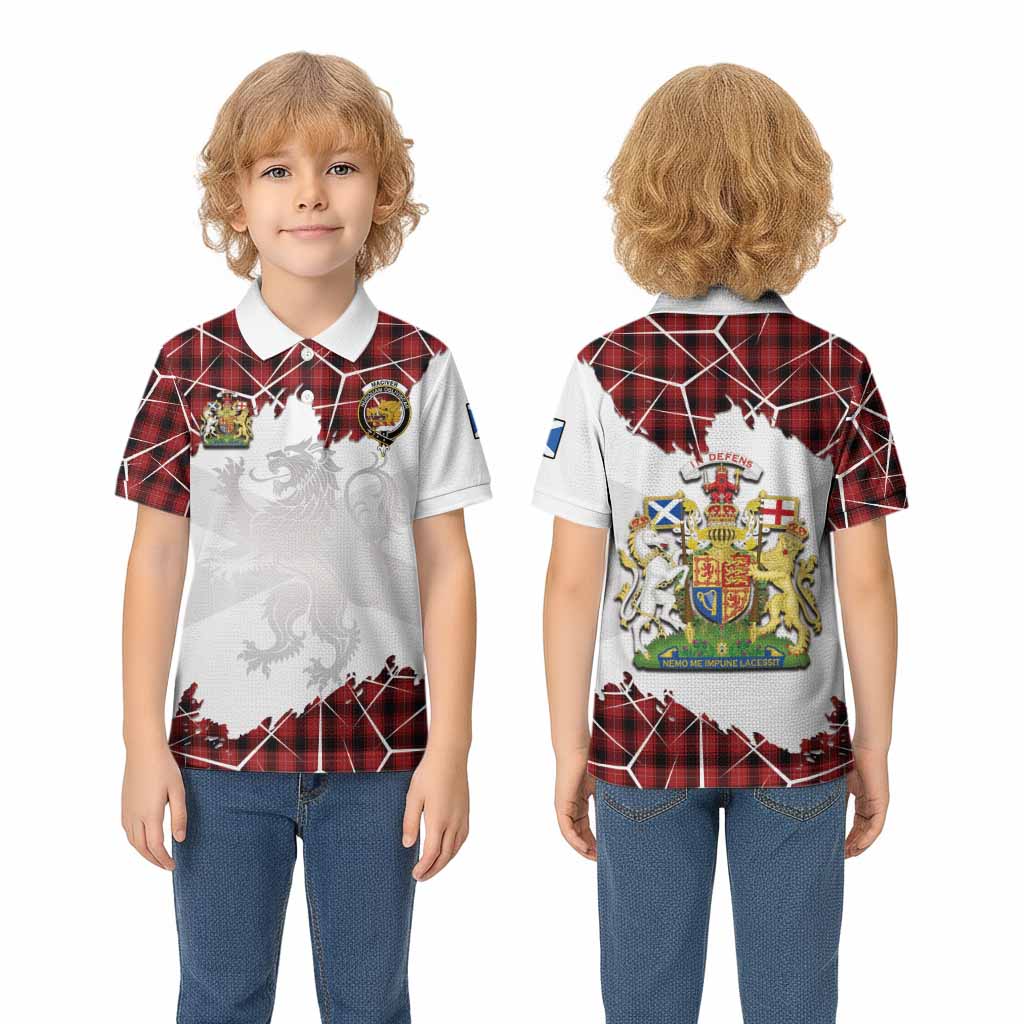 MacIver (McIver) Tartan Kid Polo Shirt with Family Crest and Lion Rampant Grunge Style