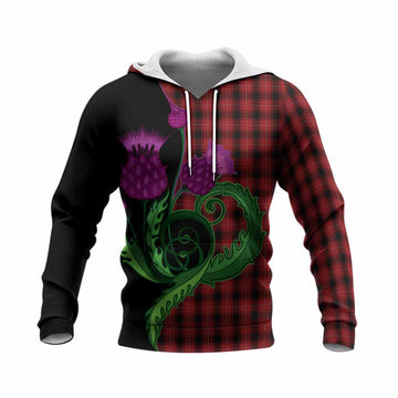 MacIver (McIver) Tartan Knitted Hoodie Traditional Scottish Thistle