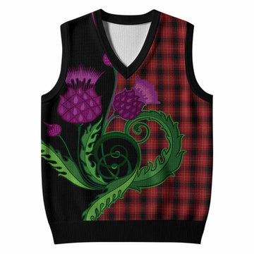 MacIver (McIver) Tartan Knitted V-Neck Vest Traditional Scottish Thistle