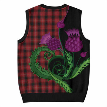 MacIver (McIver) Tartan Knitted V-Neck Vest Traditional Scottish Thistle