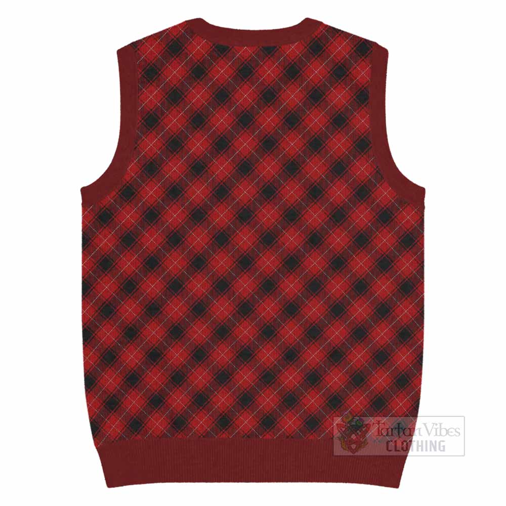 MacIver (McIver) Tartan Knitted V-Neck Vest with Family Crest Cross Style