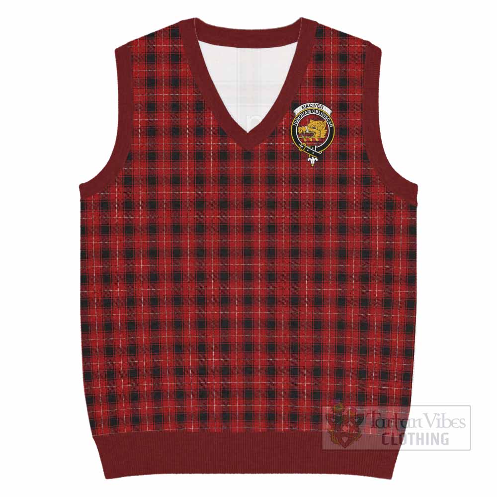 MacIver (McIver) Tartan Knitted V-Neck Vest with Family Crest - Tartan Vibes Clothing
