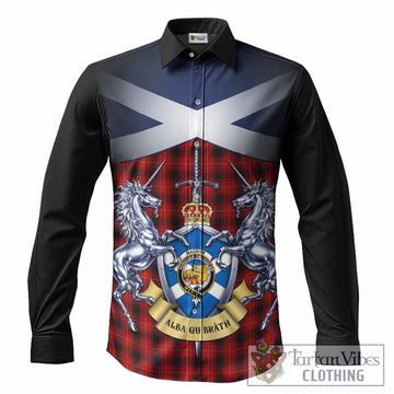 MacIver (McIver) Tartan Long Sleeve Button Shirts Alba Gu Brath Unicorn Crest
