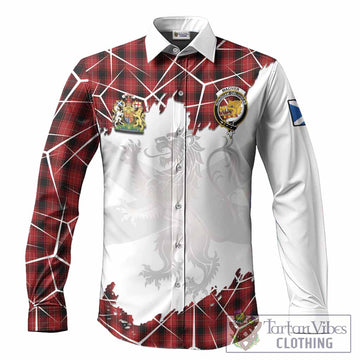 MacIver (McIver) Tartan Long Sleeve Button Shirts with Family Crest and Lion Rampant Grunge Style