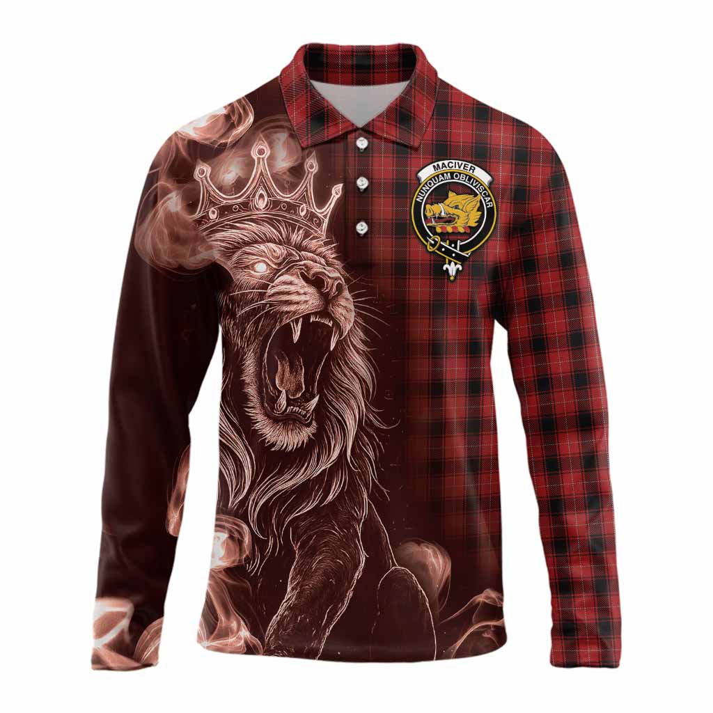 MacIver (McIver) Tartan Long Sleeve Polo Shirt Roaring Lion Heritage
