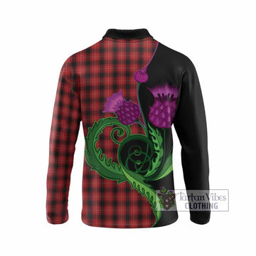 MacIver (McIver) Tartan Long Sleeve Polo Shirt Traditional Scottish Thistle