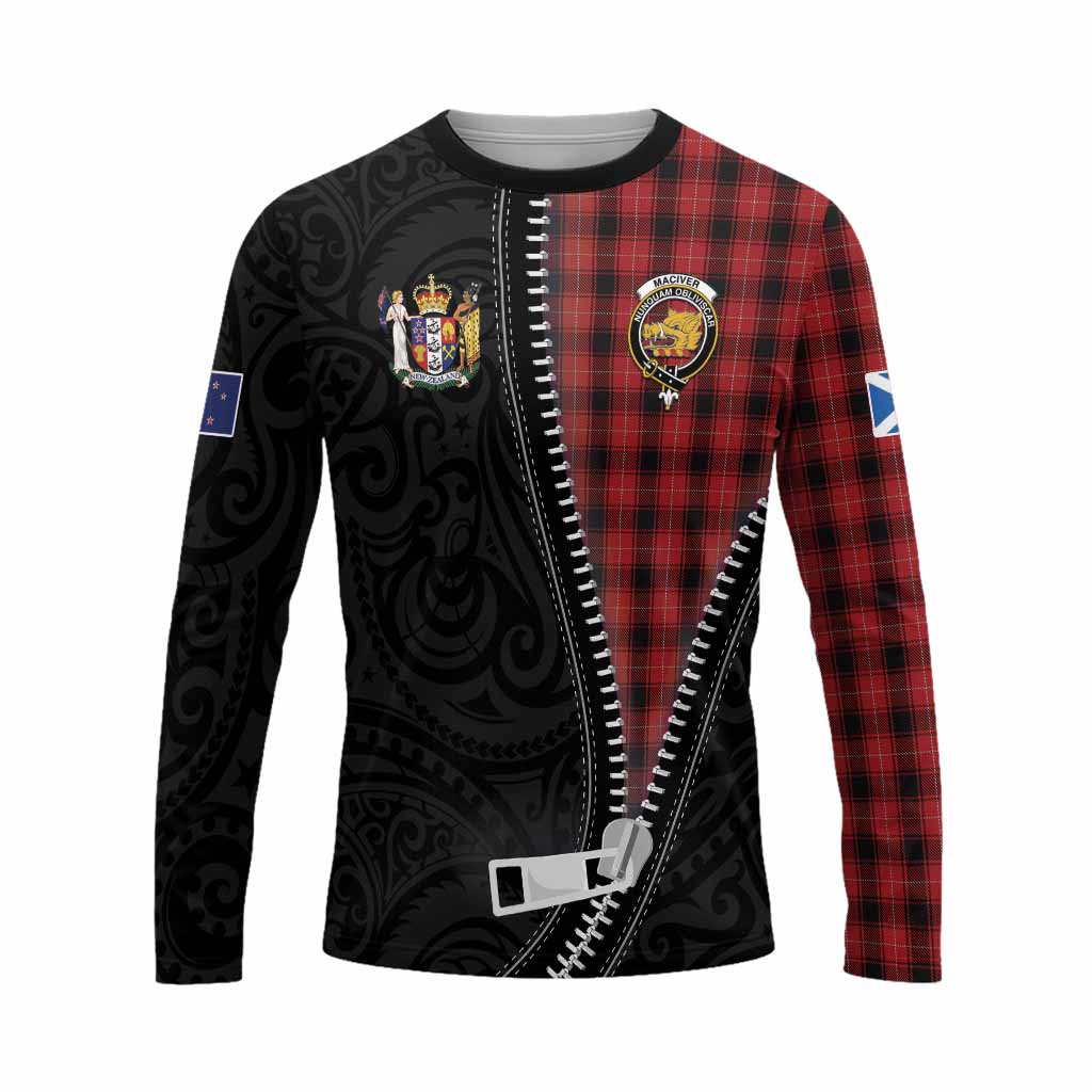 MacIver (McIver) Tartan Long Sleeve T-Shirt New Zealand Pattern Unique Zipper Stylized