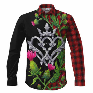 MacIver (McIver) Tartan Luckenbooth Long Sleeve Button Shirts Silver Heart Crown Thistle Floral Men's Shirt S - Tartan Vibes Clothing