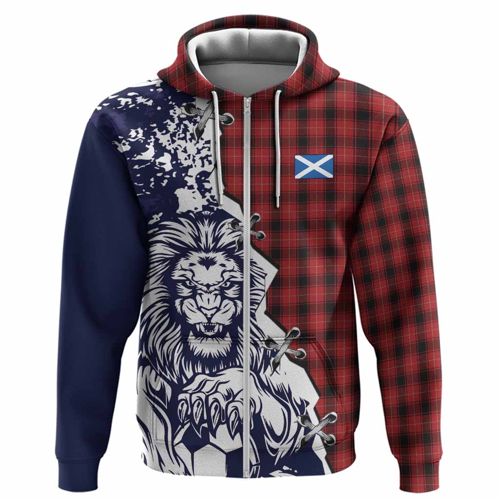 MacIver (McIver) Tartan Scottish Hoodie Angry Lion With Soccer Ball Style