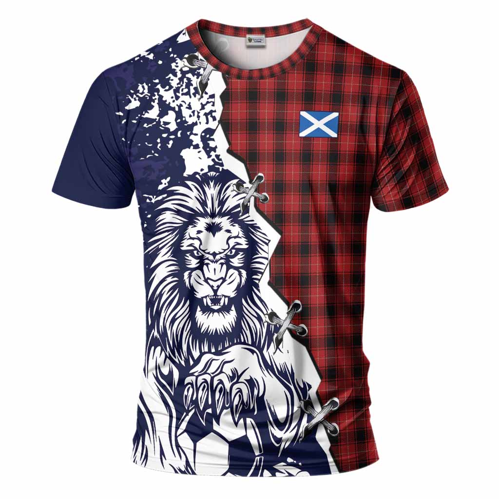 MacIver (McIver) Tartan Scottish T-Shirt Angry Lion With Soccer Ball Style