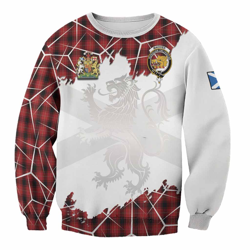 MacIver (McIver) Tartan Sweatshirt with Family Crest and Lion Rampant Grunge Style
