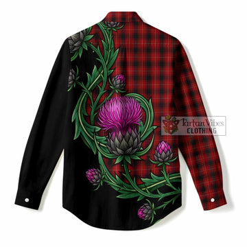 MacIver (McIver) Tartan Women Casual Shirt Resilient Scottish Thistle