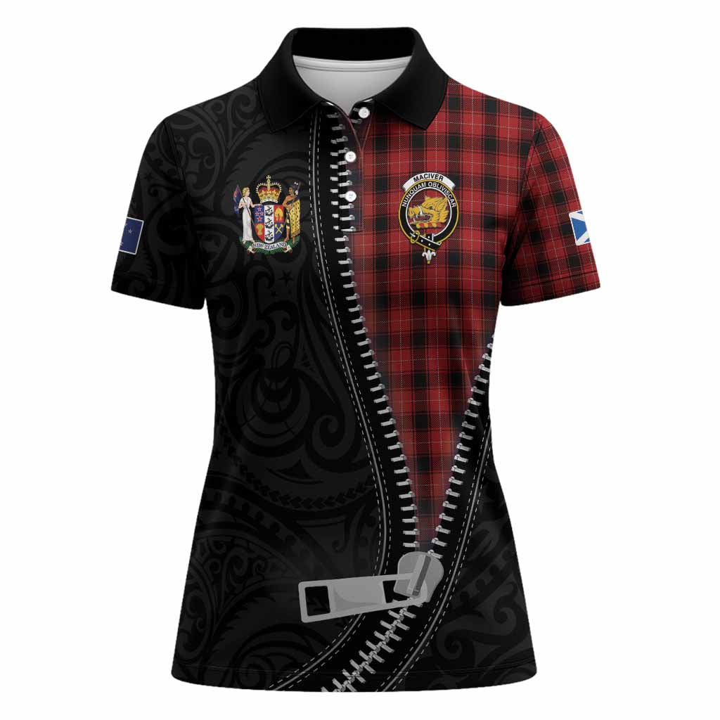 MacIver (McIver) Tartan Women Polo Shirt New Zealand Pattern Unique Zipper Stylized