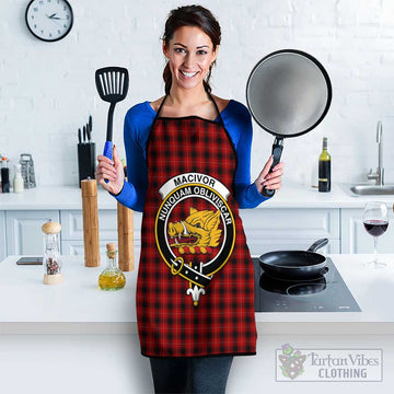 MacIvor Tartan Apron with Family Crest Black S 38x47 cm - Tartan Vibes Clothing