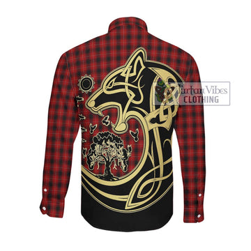 MacIvor Tartan Long Sleeve Button Shirt with Family Crest Celtic Wolf Style Men's Shirt - Tartan Vibes Clothing