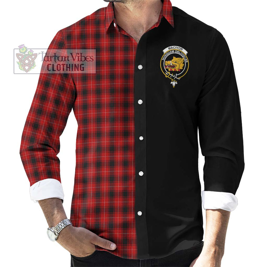 MacIvor Tartan Long Sleeve Button Shirt with Family Crest and Half Of Me Style - Tartanvibesclothing Shop
