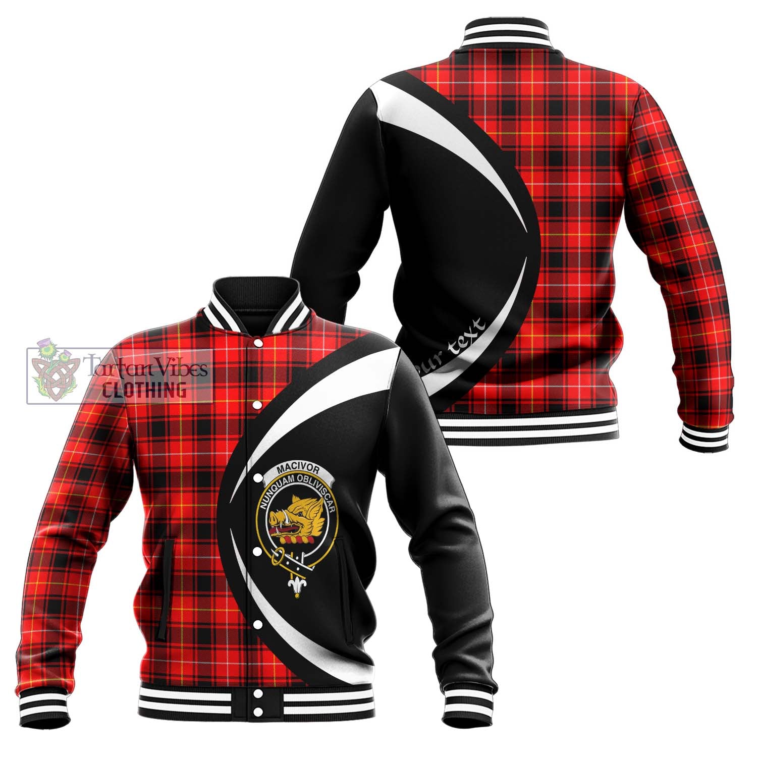 MacIvor Modern Tartan Baseball Jacket with Family Crest Circle Style Unisex - Tartan Vibes Clothing