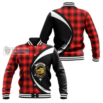 MacIvor Modern Tartan Baseball Jacket with Family Crest Circle Style
