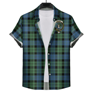 MacKay Ancient Tartan Short Sleeve Button Down Shirt with Family Crest
