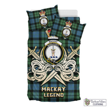 MacKay Ancient Tartan Bedding Set with Clan Crest and the Golden Sword of Courageous Legacy