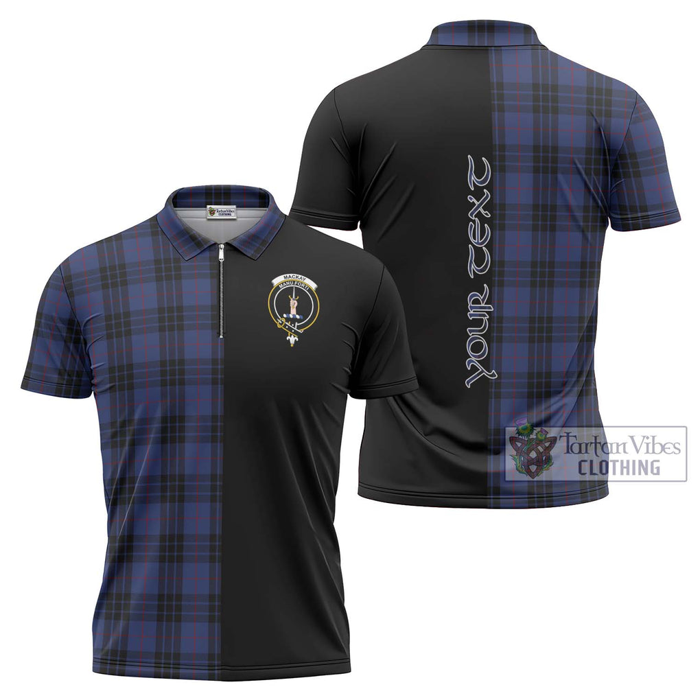 Tartan Vibes Clothing MacKay Blue #02 Tartan Zipper Polo Shirt with Family Crest and Half Of Me Style