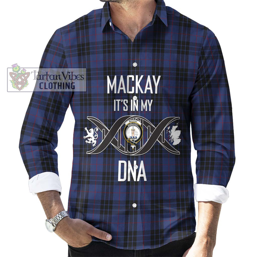 Tartan Vibes Clothing MacKay Blue #02 Tartan Long Sleeve Button Shirt with Family Crest DNA In Me Style