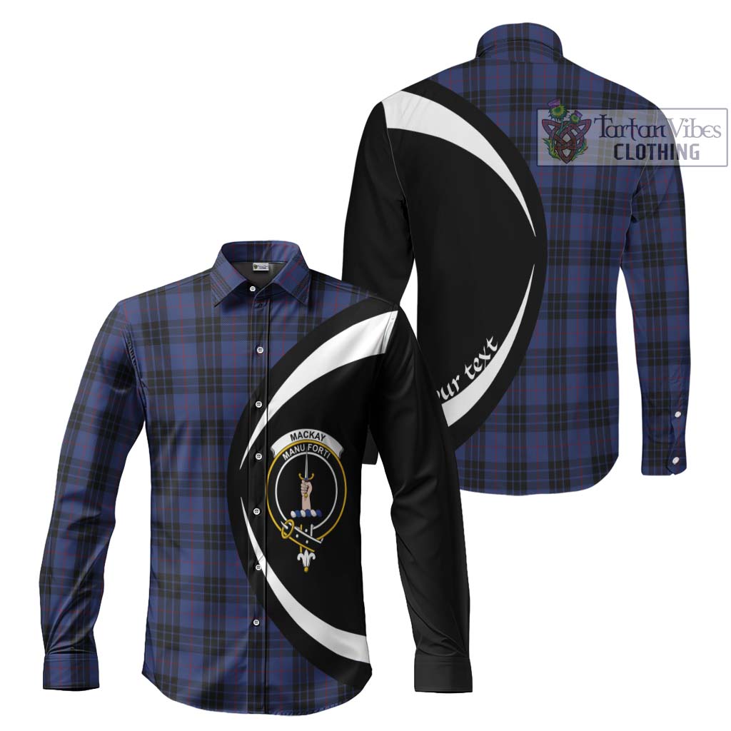 Tartan Vibes Clothing MacKay Blue #02 Tartan Long Sleeve Button Up with Family Crest Circle Style