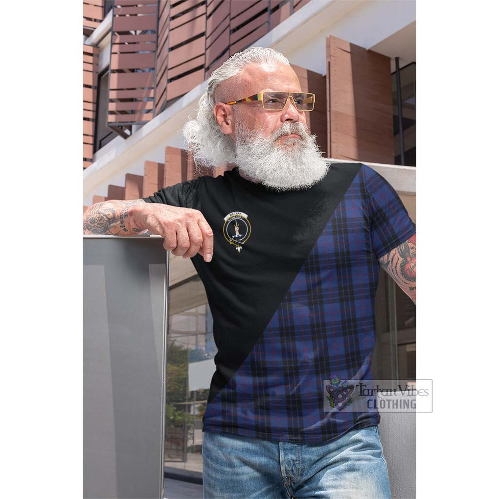 Tartan Vibes Clothing MacKay Blue #02 Tartan Cotton T-shirt with Family Crest and Military Logo Style