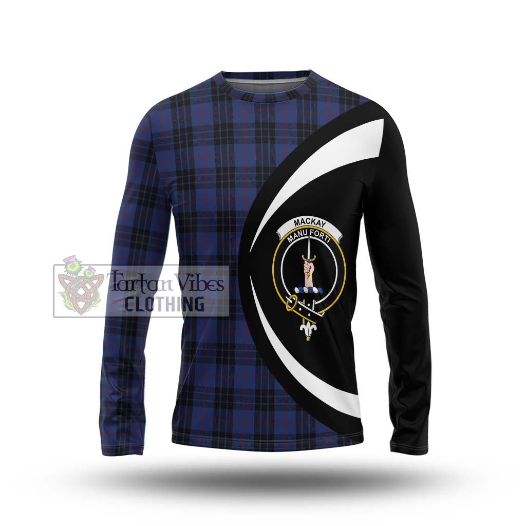 Tartan Vibes Clothing MacKay Blue #02 Tartan Long Sleeve T-Shirt with Family Crest Circle Style