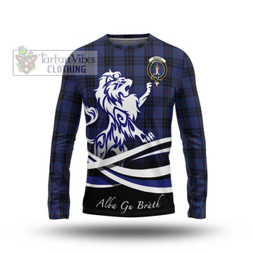 Tartan Vibes Clothing MacKay Blue #02 Tartan Long Sleeve T-Shirt with Alba Gu Brath Regal Lion Emblem