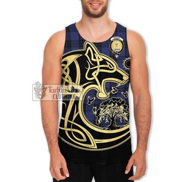 Tartan Vibes Clothing MacKay Blue #02 Tartan Men's Tank Top with Family Crest Celtic Wolf Style