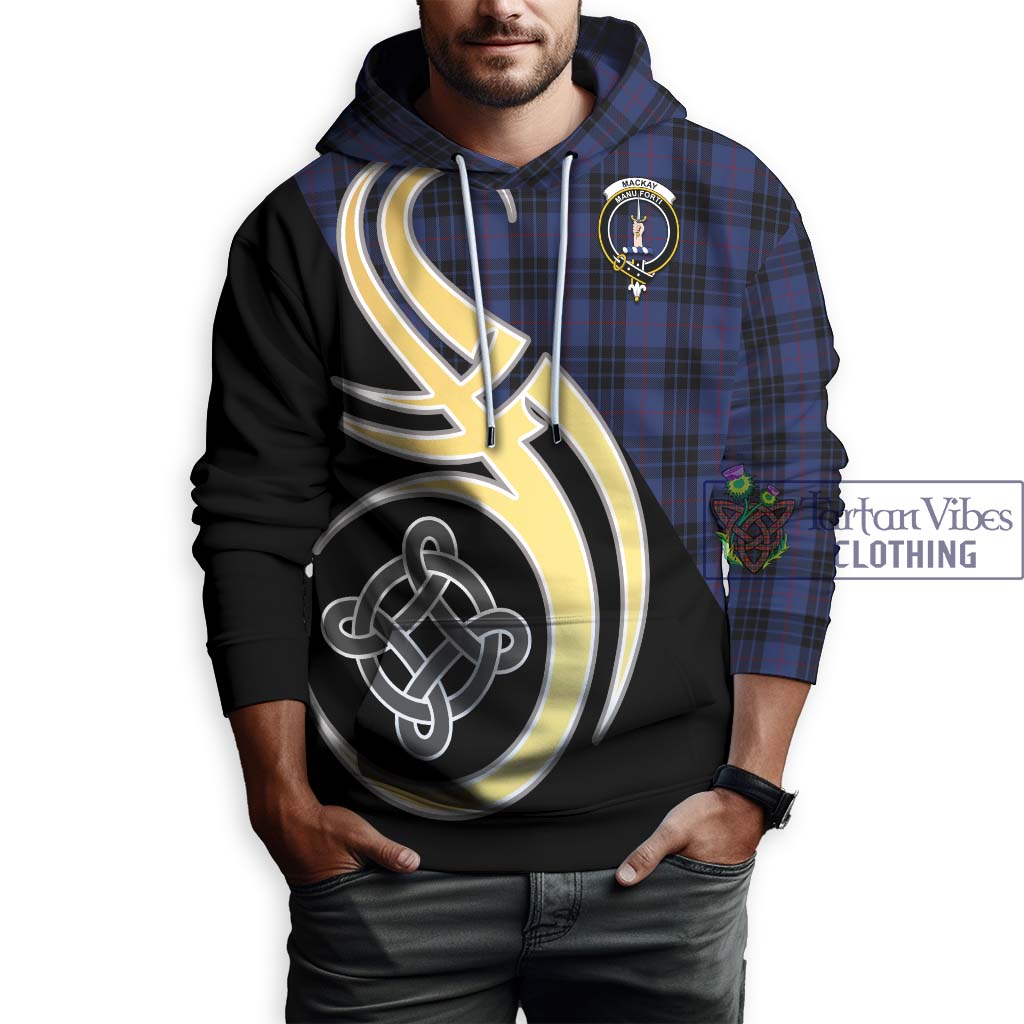 Tartan Vibes Clothing MacKay Blue #02 Tartan Hoodie with Family Crest and Celtic Symbol Style
