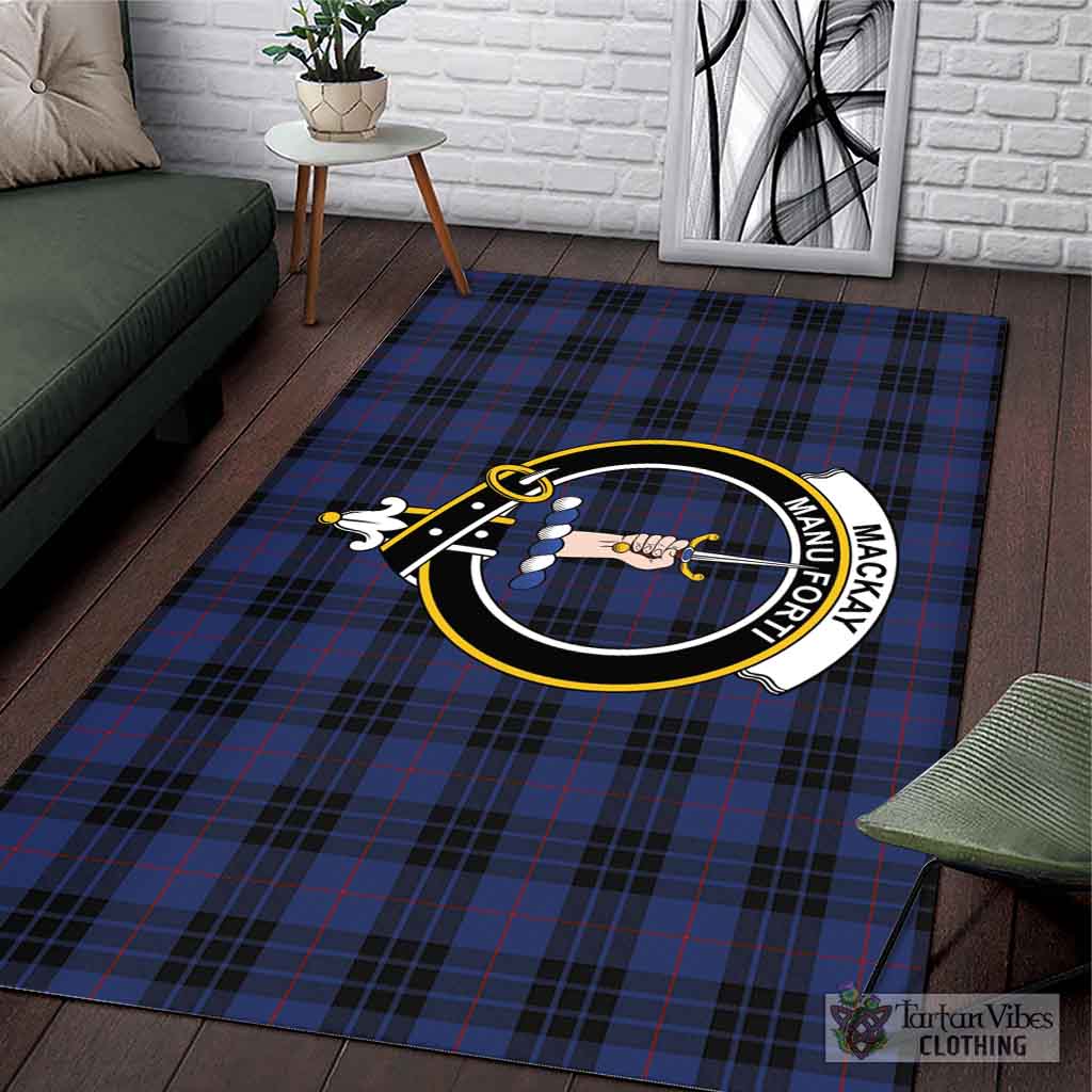 Tartan Vibes Clothing MacKay Blue #02 Tartan Area Rug with Family Crest