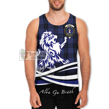 Tartan Vibes Clothing MacKay Blue #02 Tartan Men's Tank Top with Alba Gu Brath Regal Lion Emblem