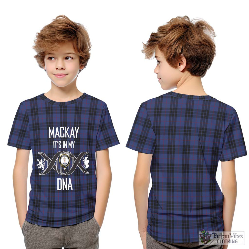 Tartan Vibes Clothing MacKay Blue #02 Tartan Kid T-Shirt with Family Crest DNA In Me Style