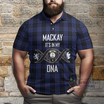MacKay Blue #02 Tartan Polo Shirt with Family Crest DNA In Me Style