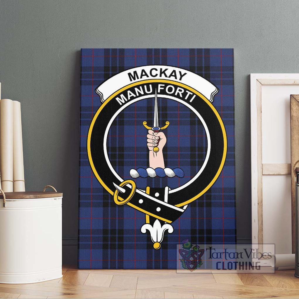 Tartan Vibes Clothing MacKay Blue #02 Tartan Canvas Print Wall Art with Family Crest
