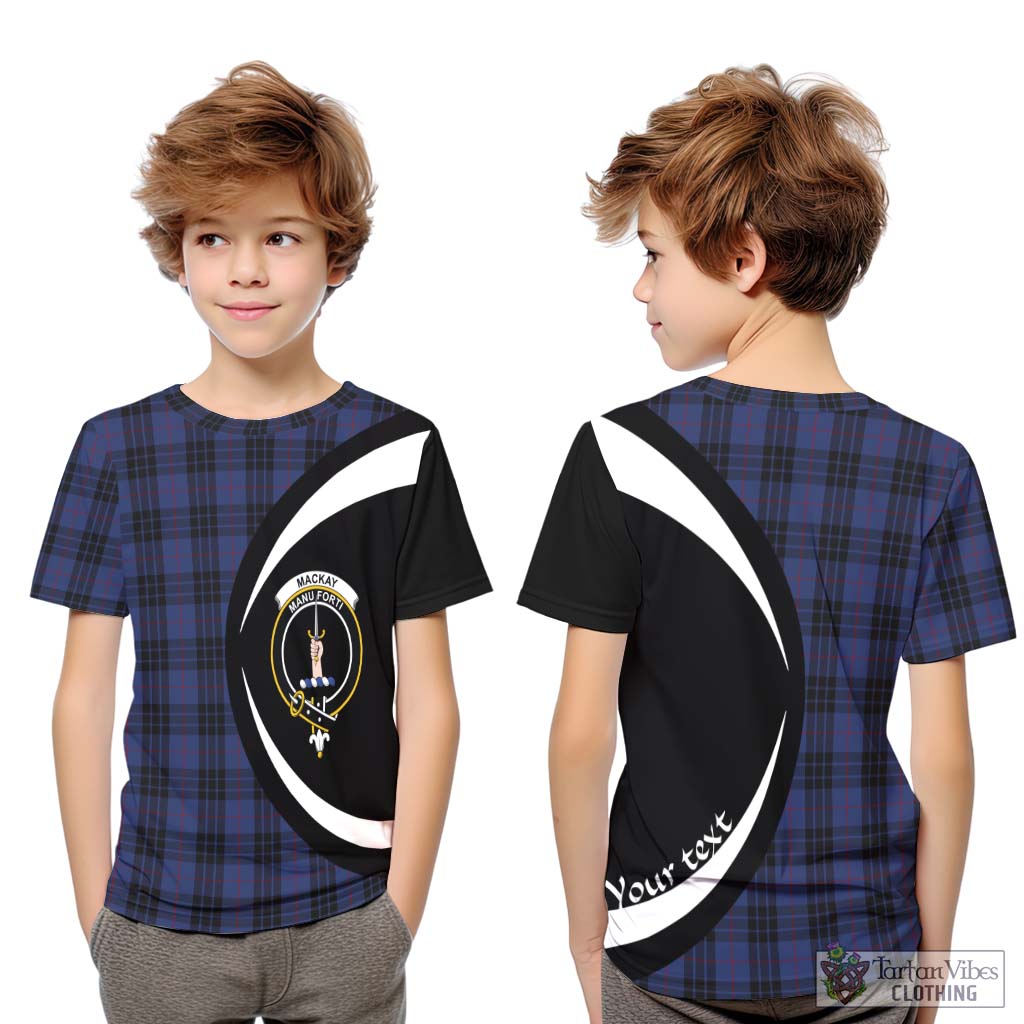 Tartan Vibes Clothing MacKay Blue #02 Tartan Kid T-Shirt with Family Crest Circle Style