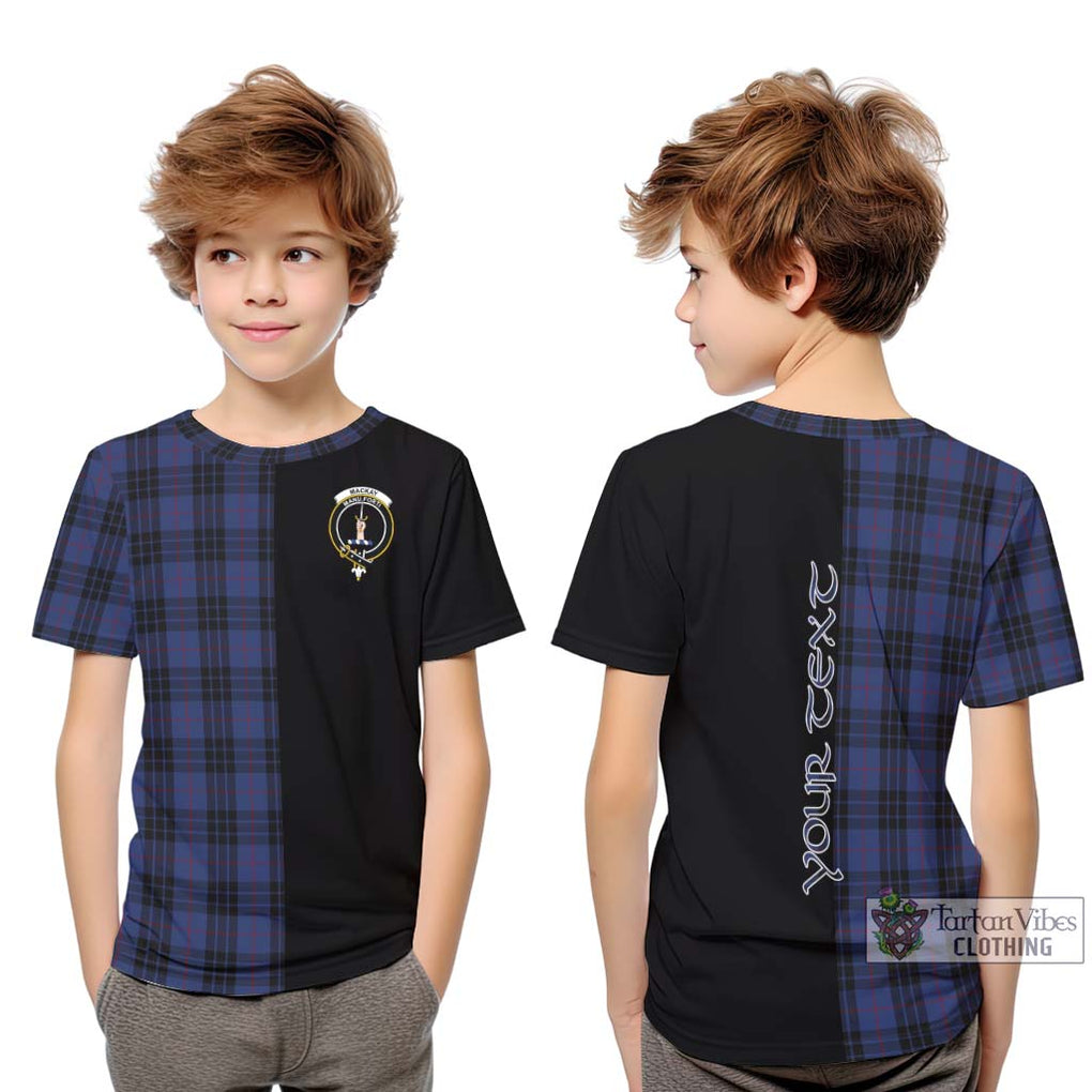 Tartan Vibes Clothing MacKay Blue #02 Tartan Kid T-Shirt with Family Crest and Half Of Me Style