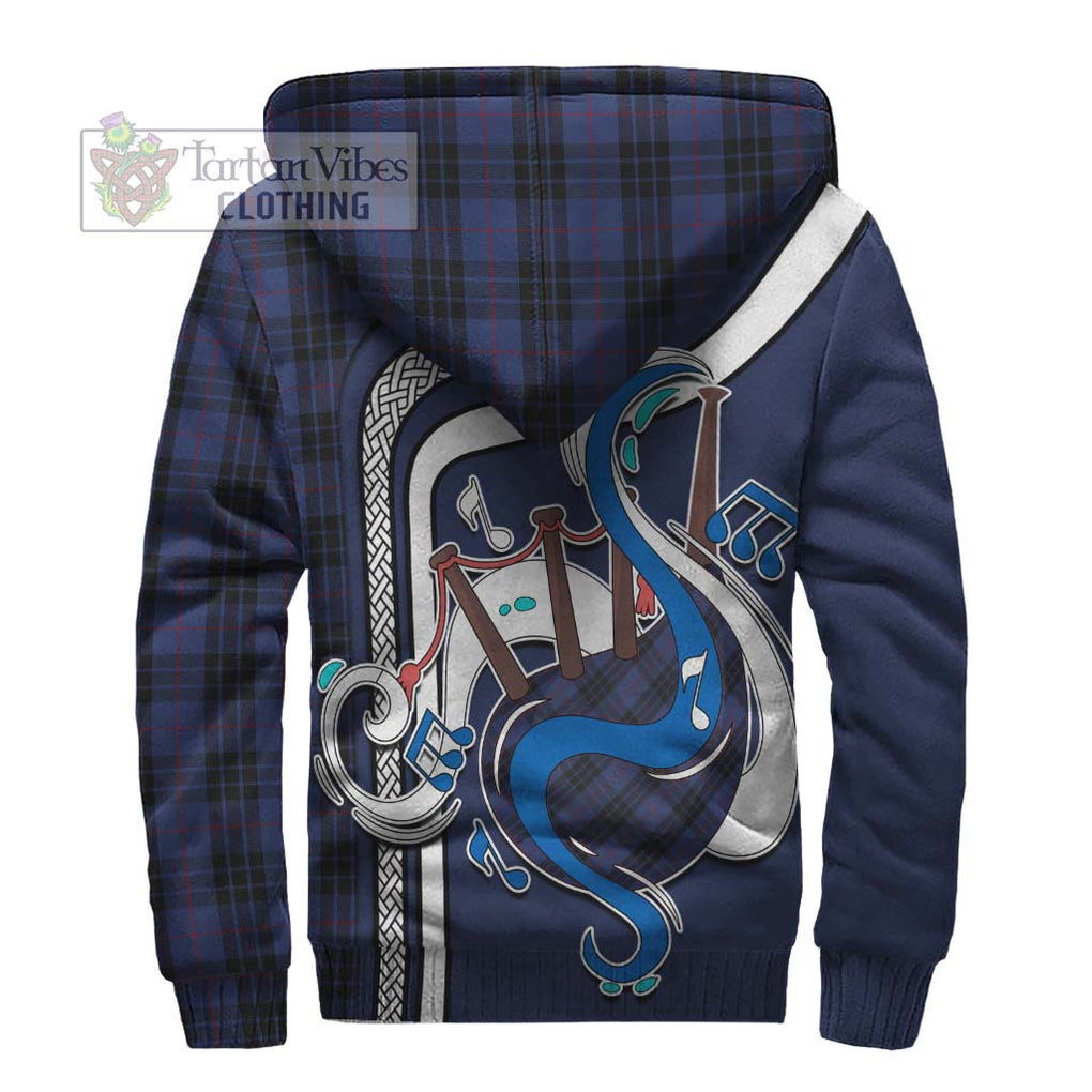 Tartan Vibes Clothing MacKay Blue #02 Tartan Sherpa Hoodie with Epic Bagpipe Style
