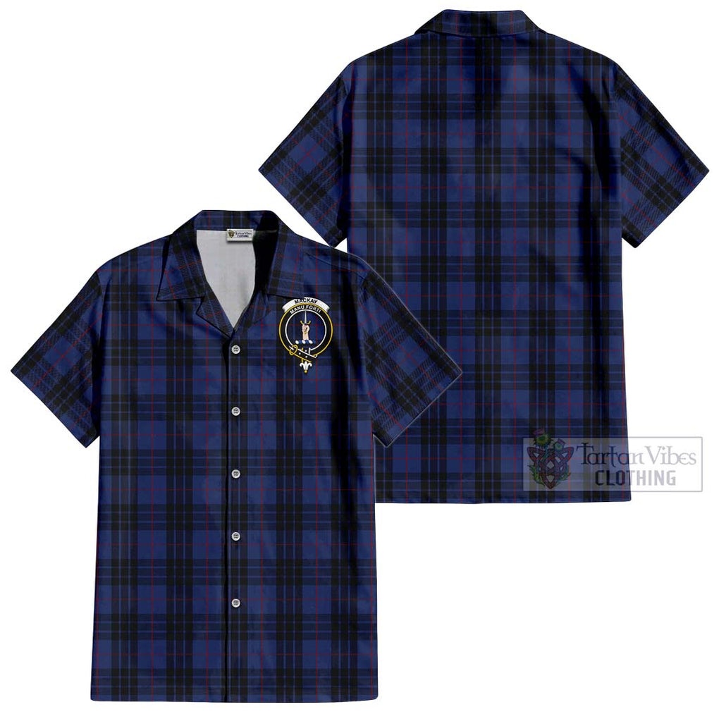 Tartan Vibes Clothing MacKay Blue #02 Tartan Cotton Hawaiian Shirt with Family Crest