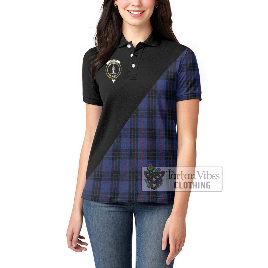 Tartan Vibes Clothing MacKay Blue #02 Tartan Women's Polo Shirt with Family Crest and Military Logo Style