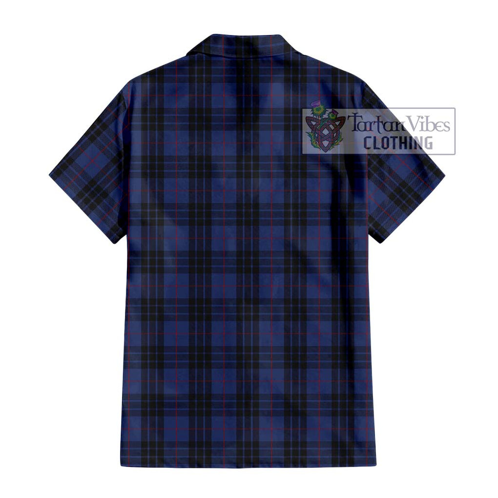 Tartan Vibes Clothing MacKay Blue #02 Tartan Short Sleeve Button Shirt with Family Crest DNA In Me Style