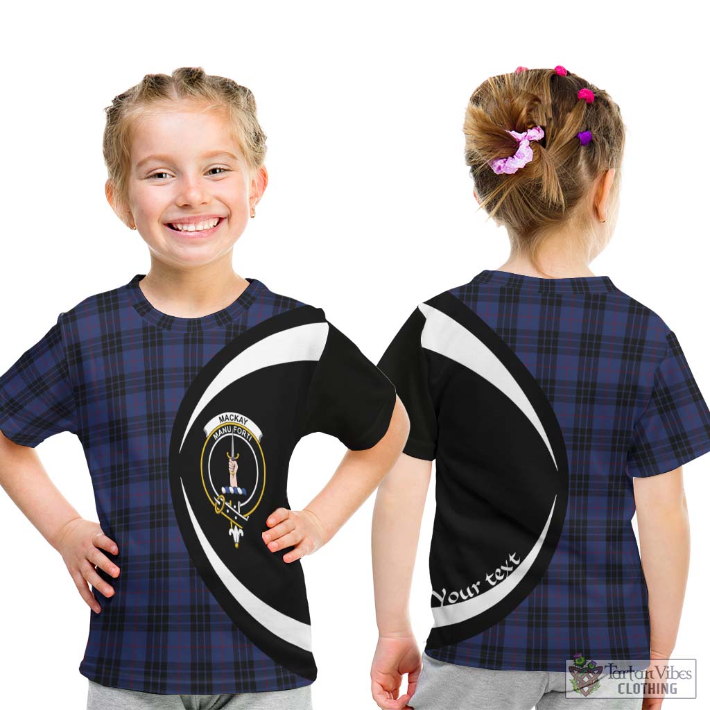 Tartan Vibes Clothing MacKay Blue #02 Tartan Kid T-Shirt with Family Crest Circle Style